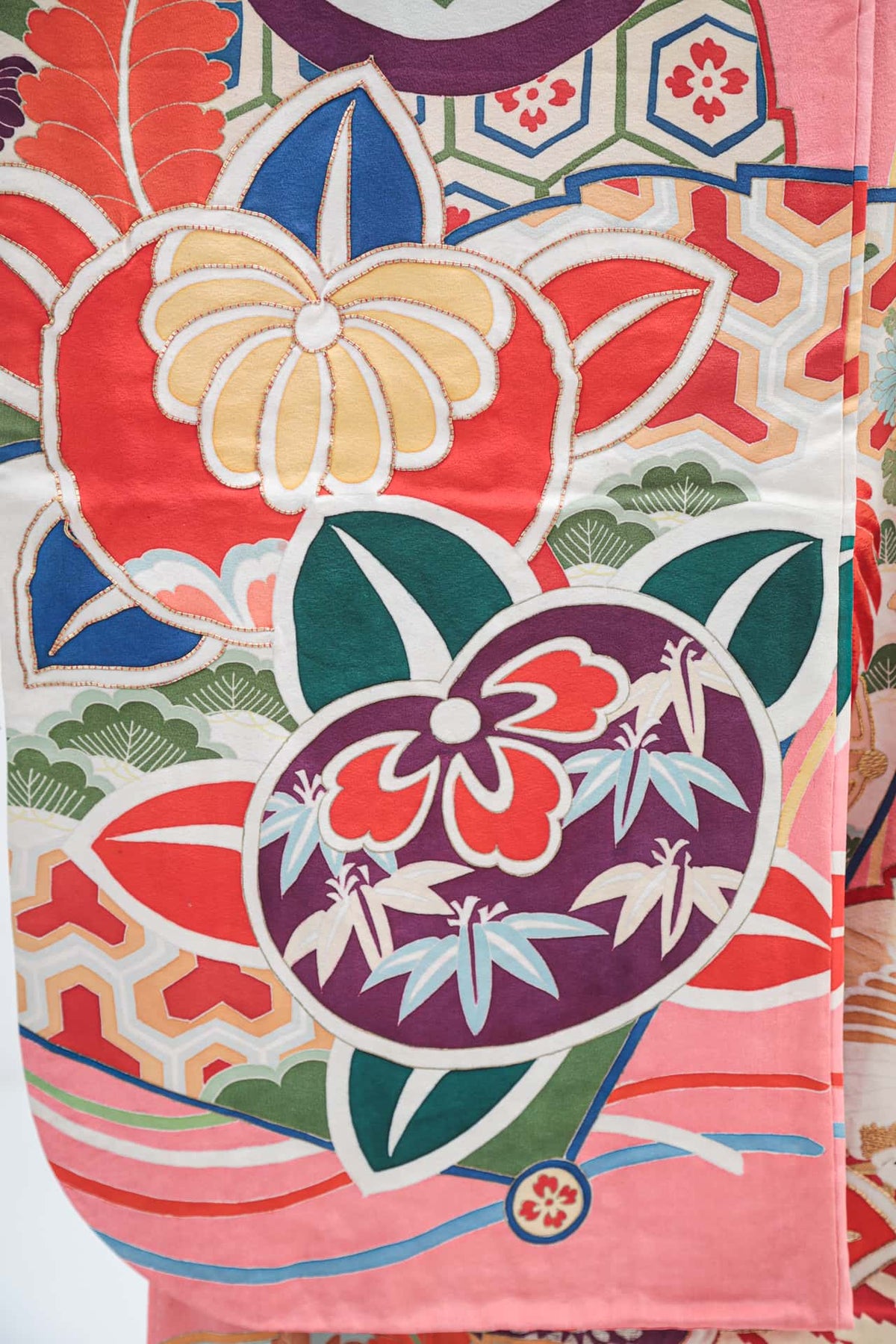 橘に檜扇躍る振袖 | F-004