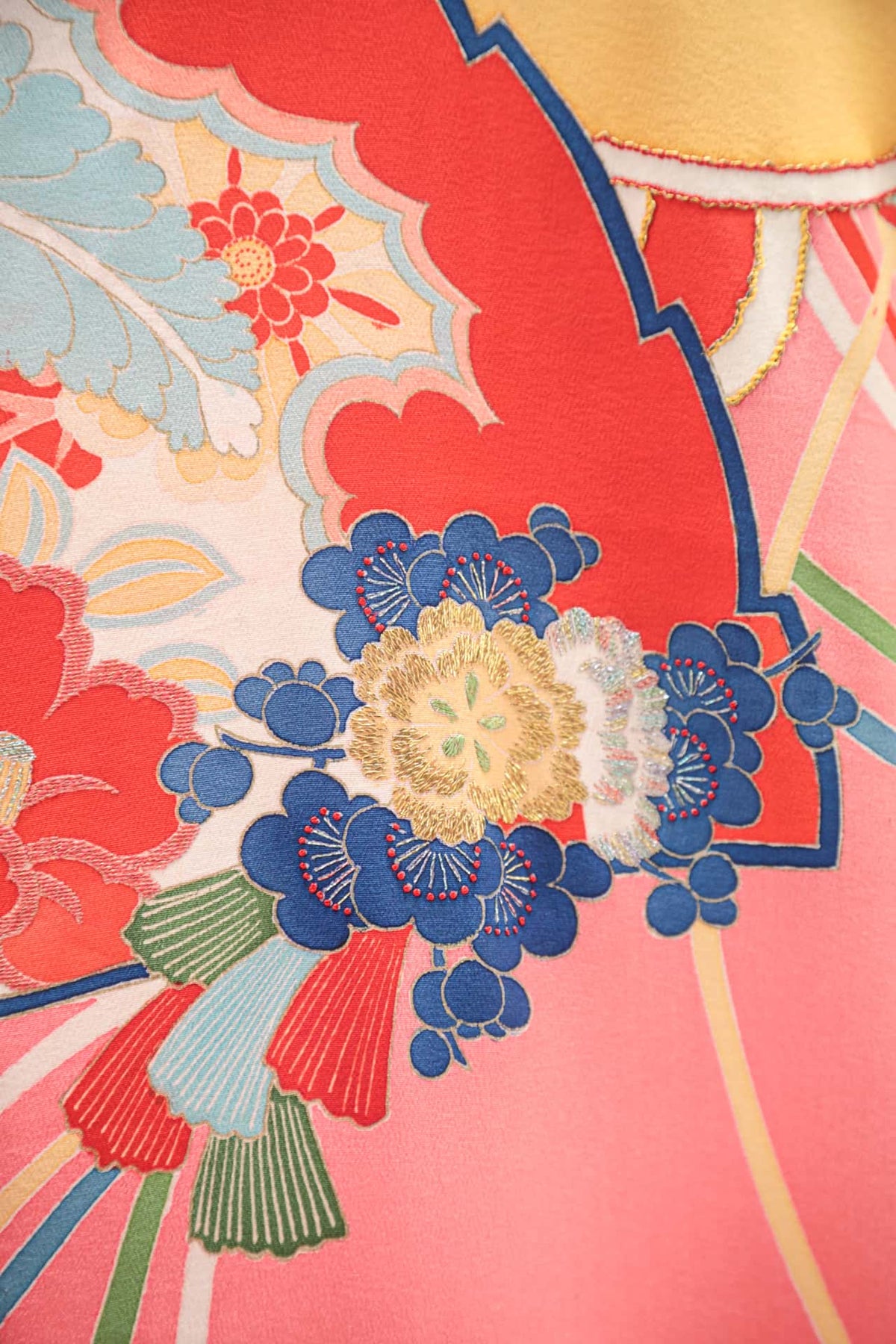 橘に檜扇躍る振袖 | F-004