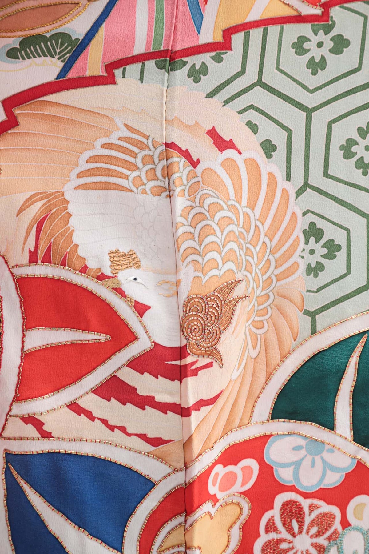 橘に檜扇躍る振袖 | F-004