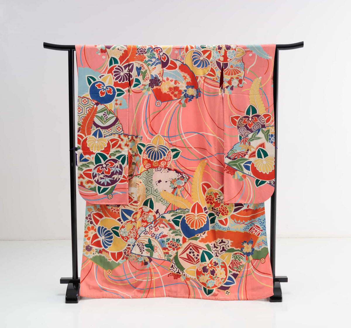 橘に檜扇躍る振袖 | F-004