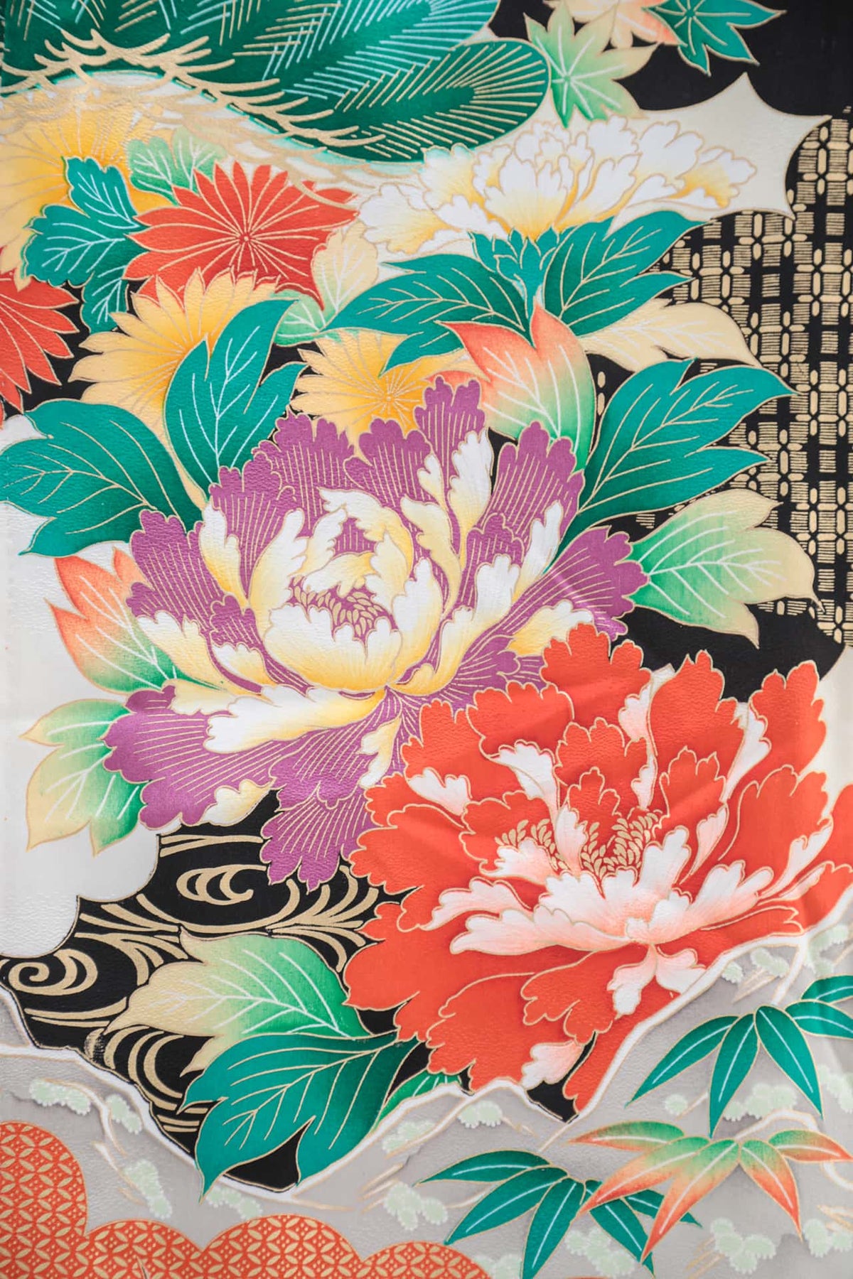 花咲き乱れる間におしどりの振袖 | F-007